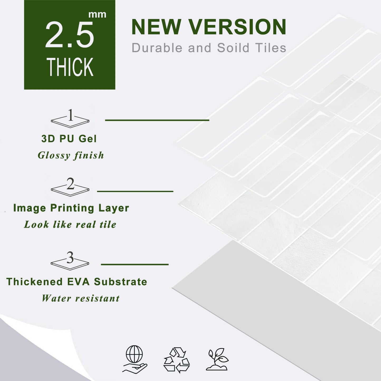 STICKGOO 10-Sheet Peel and Stick Backsplash Tile, Self Adhesive Vinyl Wall Tiles, Stick on Backsplash for Kitchen and Bathroom(Thicker Design)