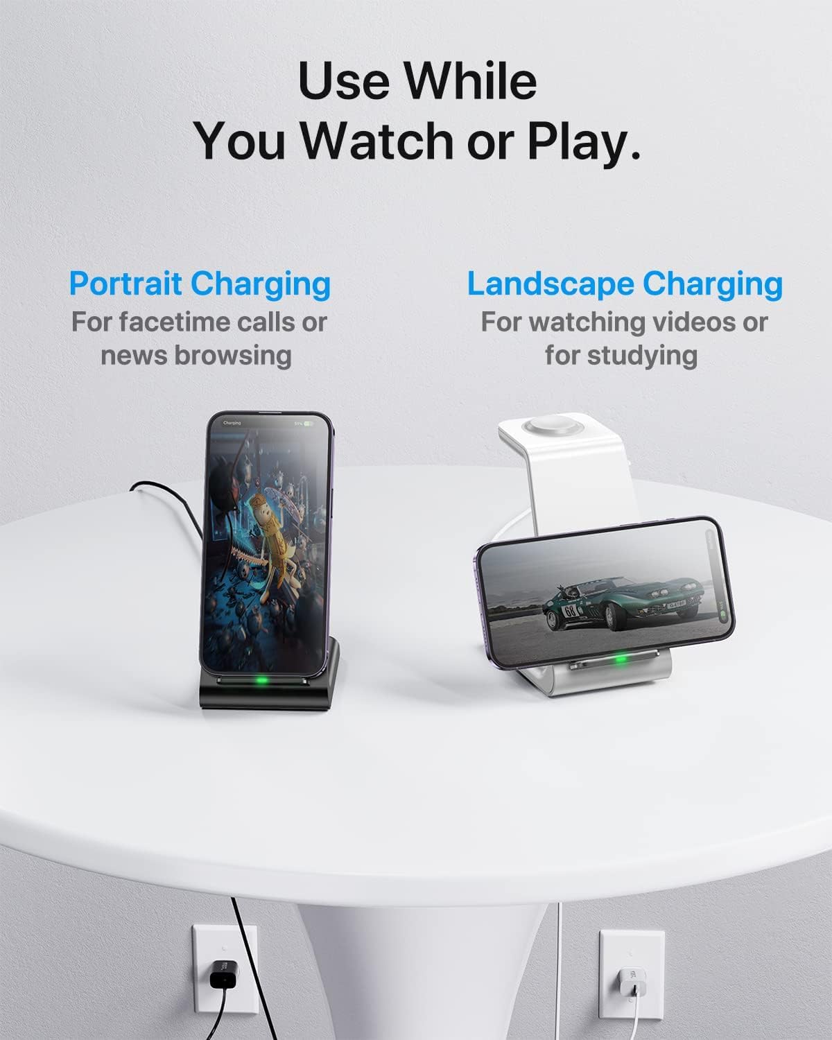 Intoval Wireless Charging Station, 3 in 1 Charger for Apple iPhone/iWatch/Airpods,iPhone16 15,14,13,12,11 (Pro,Pro Max)/XS/XR/XS,iWatch10 9/8/Ultra2/1/7/6/SE/5/4/3/2,Airpods Pro2/Pro1/3 (A3,Black)