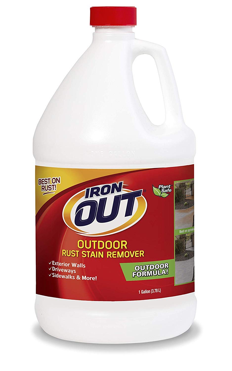 Iron OUT Liquid Rust Stain Remover, Pre-mixed, Quickly Removes Rust Stains from Concrete, Vinyl and Other Outdoor Surfaces, No Scrubbing, Safe to Use, 2 Gallons