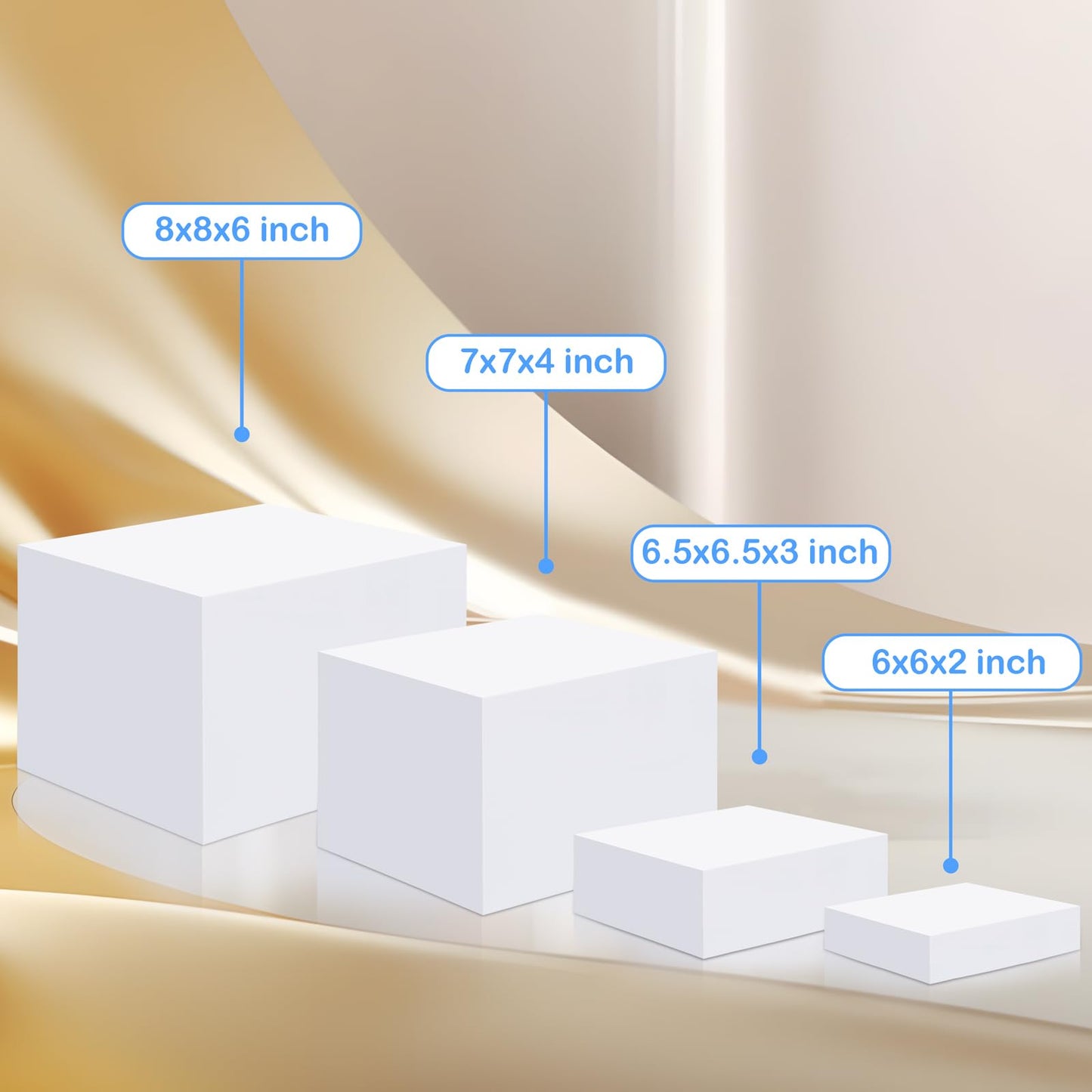EI 8Pcs Acrylic Buffet Risers,High-end Classic Food Display Riser for Party,Catering,Jewelry Collectibles.White Heavy duty Dessert Table Display Set,Acrylic Cube Boxes Display Nesting Risers