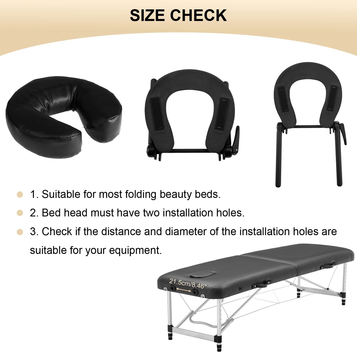 VARIPOWDER Aluminum Adjustable Massage Face Cradle with Pillow Cushion - Standard Universal Table Bed Face Cradle for Comfortable Beauty Spa Massage Headrest Bed face Cradle for Tables