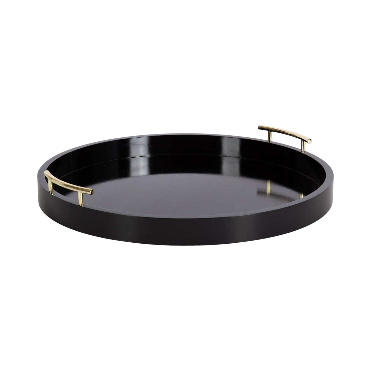 Kate and Laurel Lipton Circle Coffee Table Living Room Decor or Large Serving Tray, 22" Diameter, Black/Gold