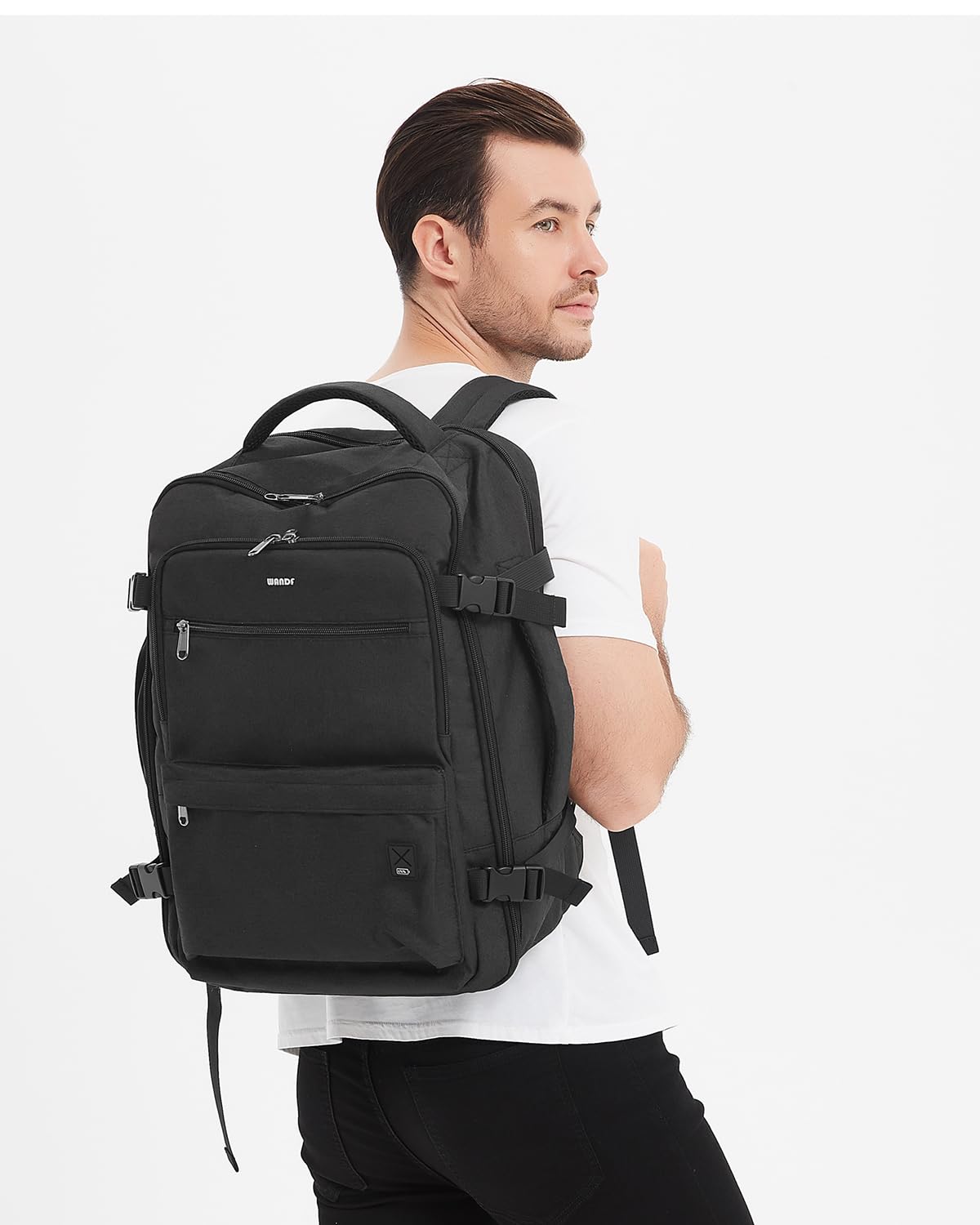 WANDF Travel Backpack For Spirit Airlines Personal Item Bag 18x14x8 with Wet Pocket, 17 Inch Laptop Backpack for Men Women（Black）