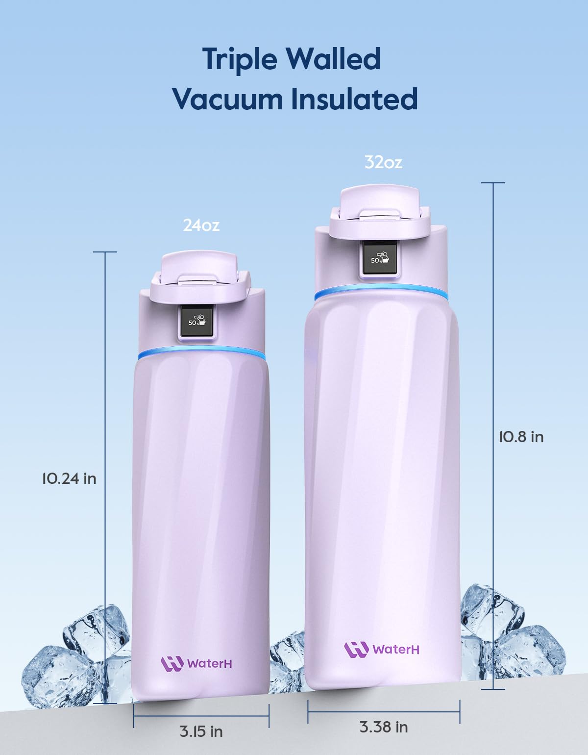 BOOST Smart Water Bottle with Reminder & Tracker, Double Wall Vacuum Insulated Bottles Stainless Steel, 32oz BPA-Free Wide Mouth for School, Gym, Office, Ideal for Father's Day