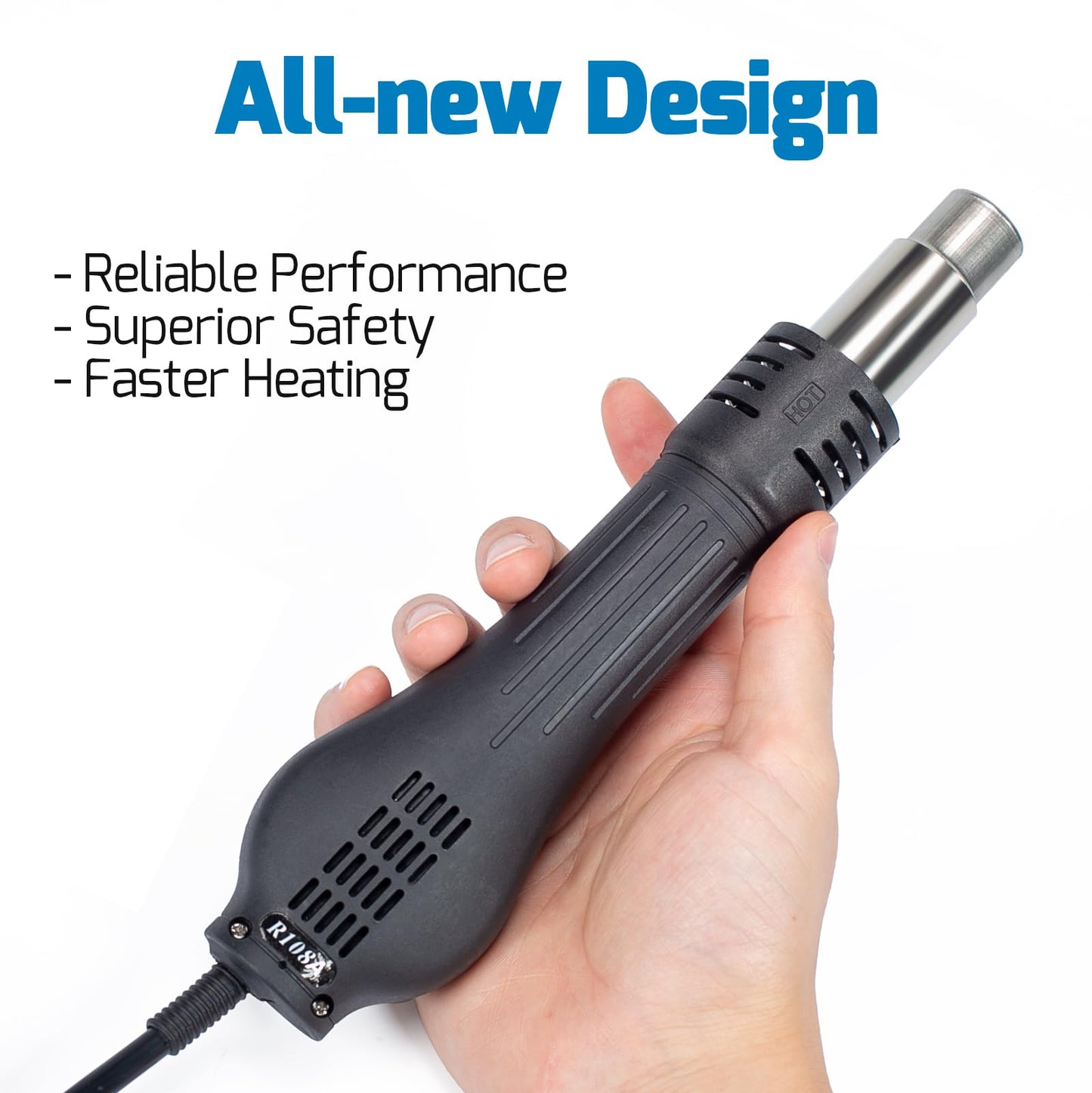 WEP 858D Hot Air Rework Soldering Station with Temperature Control, Adjustable Air Volume, Digital Display for SMD Soldering with 3 Extra Hot Air Nozzles