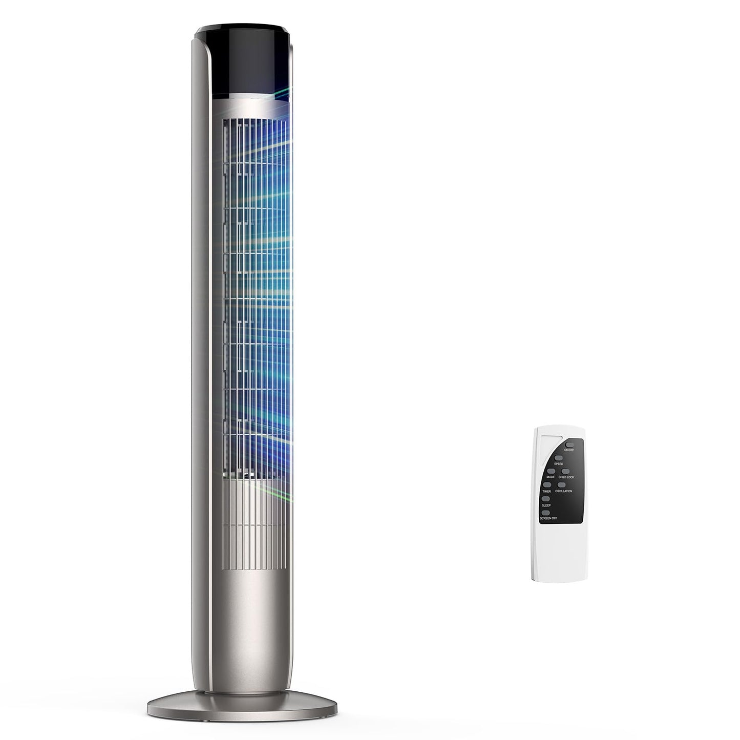 KMFurnila Tower Fan for Bedroom, 36 Inch Bladeless Floor Fan with Remote, 60° Oscillating Electric Standing Fan, 5 Speeds & 4 Modes, 12H Timer, 28dB Quiet, 25ft Airflow for Home, Office, Indoor Use