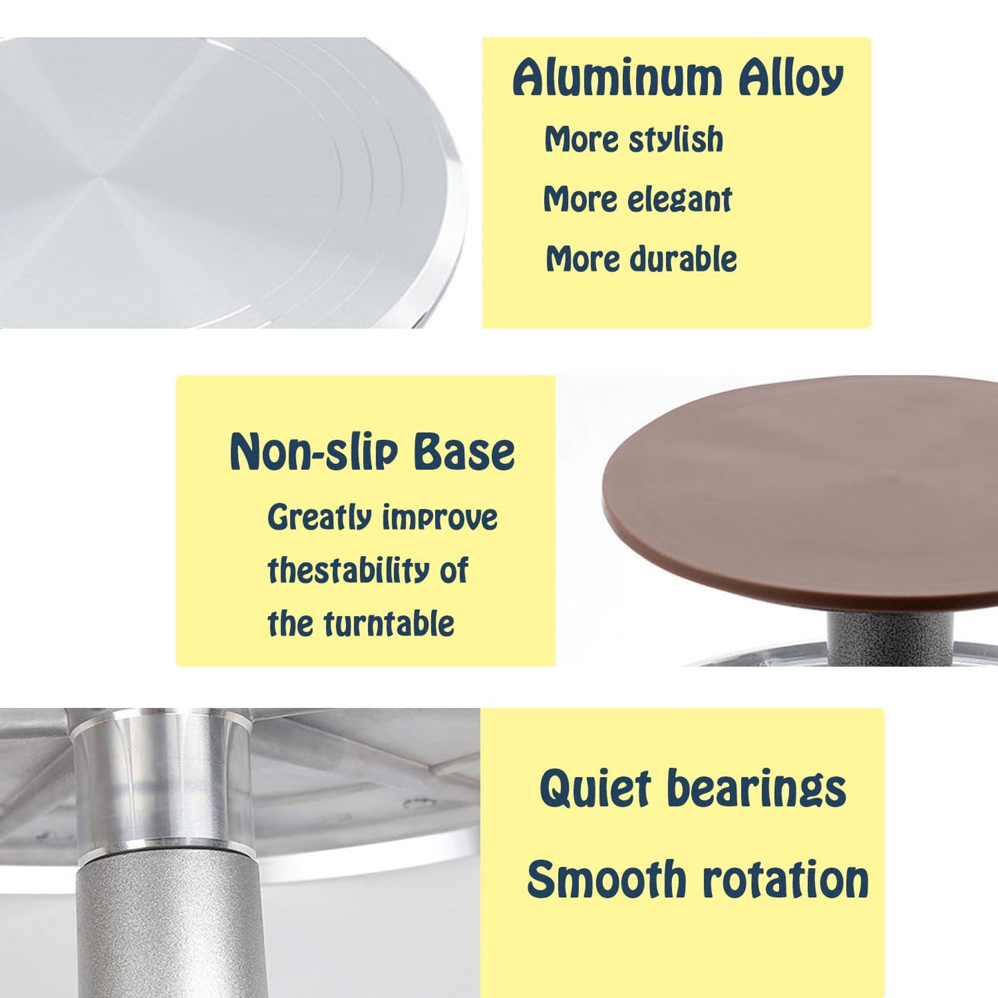 Jninexiu 12 Inch Aluminium Alloy Revolving Cake Stand, Rotating Cake Turntable for Cake, Cupcake Decorating Supplies (35Pcs)