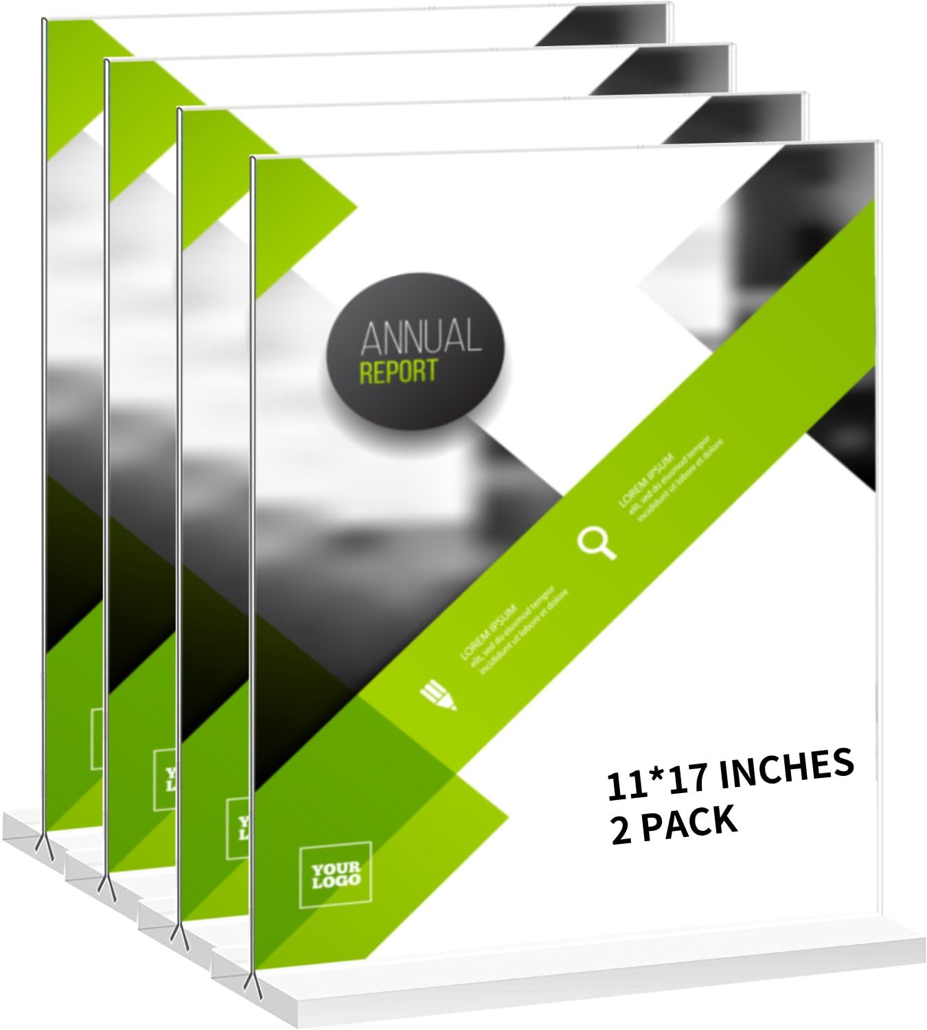 4 Pack 11 x 17 Inches Large Acrylic Sign Holder Clear T Shaped Sign Holder Table Photo Menu Display Stand Double Sided Picture Flyer Sign Holder for Office Store Restaurant (4, 11 x 17 Inches)