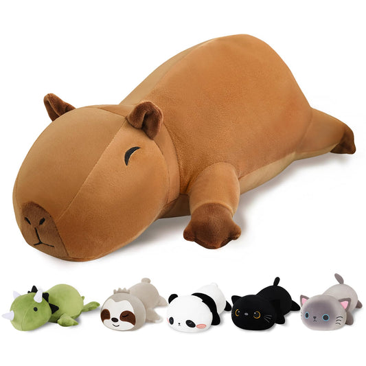 Finebee Weighted Capybara Stuffed Animals, Cute Weighted Capybara Plush, Soft Stuffed Weighted Plushie Pillow Gifts for Girls Boys(23.6" 3.1Lbs)