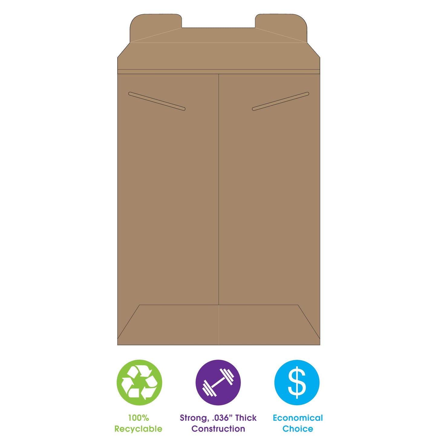 Aviditi 12 3/4" x 15" Stayflats Rigid Flat Mailers, Kraft, For Keeping Documents, Photos, and Artwork Protected During Shipping (100 Pack)