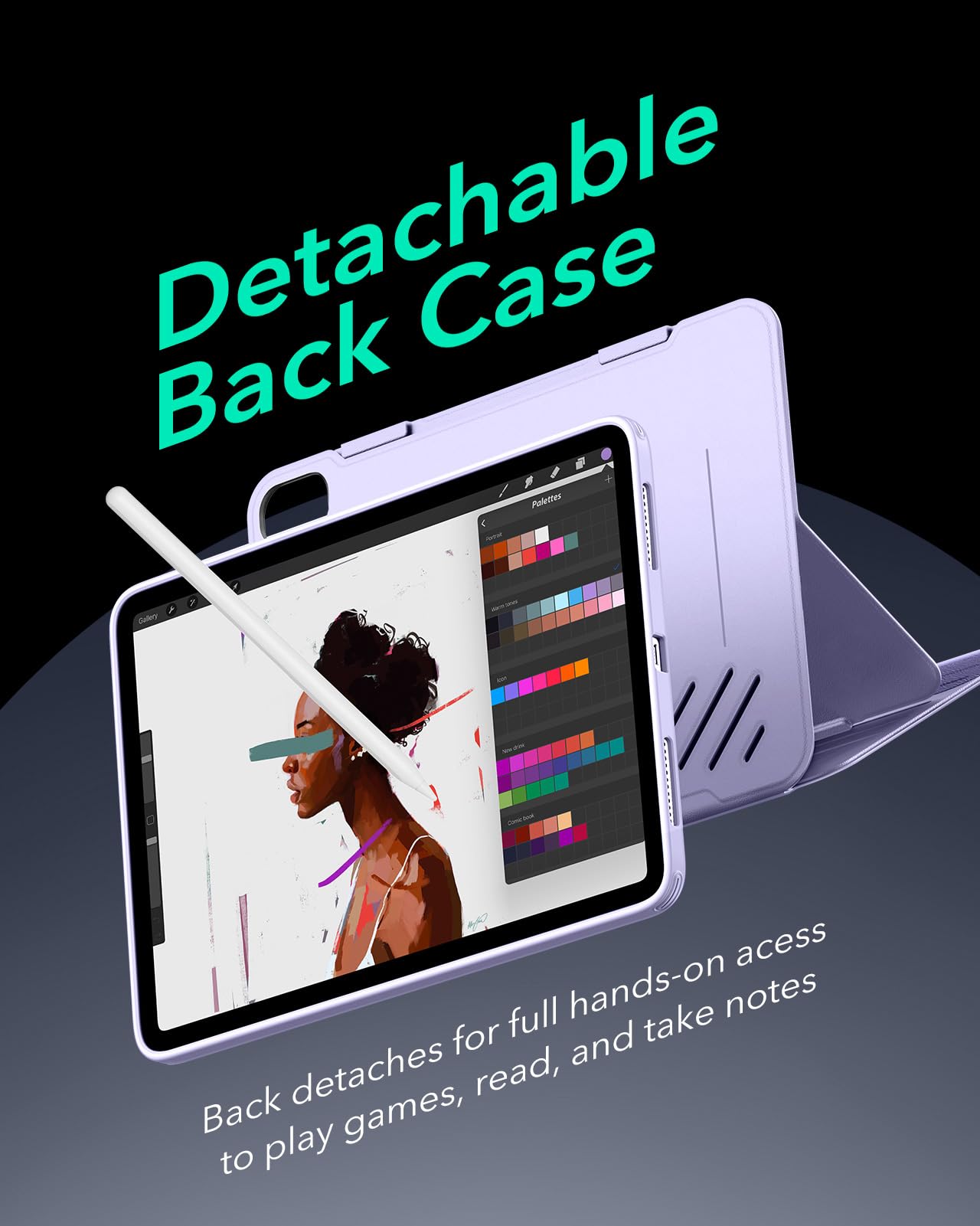 ESR for iPad Air 11 Inch Case M3/M2 (2025/2024), iPad Air 5th/4th Gen Case (2022/2020) 10.9 Inch, Removable Magnetic Cover, Adjustable Portrait/Landscape Stand, 9 Standing Angles, Light Purple