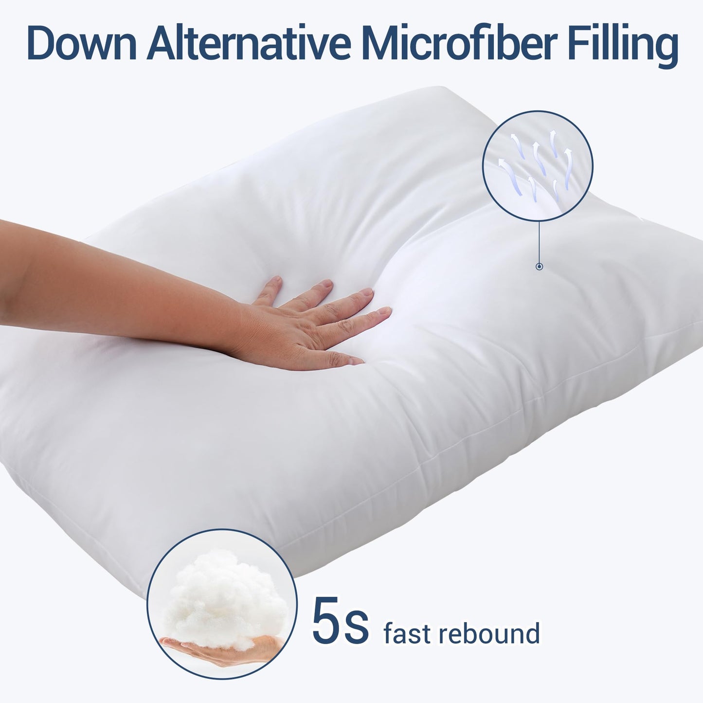CULVE Bed Pillows Standard Size Set of 4 Pack for Sleeping- Medium Support 20"x26" Soft Pillow, Down Alternative Filling for Side Back Stomach Sleeper