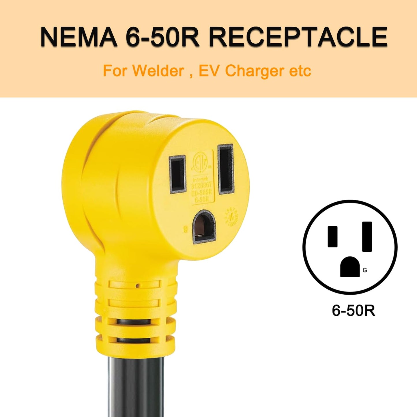 Suplevel 6 AWG Welder Adapter Cord 10 FT, Heavy Duty NEMA 14-50P Male to 6-50R Female Extension Cord, STW 6AWG/3C 50 Amp 250 Volts 12500 Watt, Generator RV to Welder Tesla EV Charger Adapter Cord