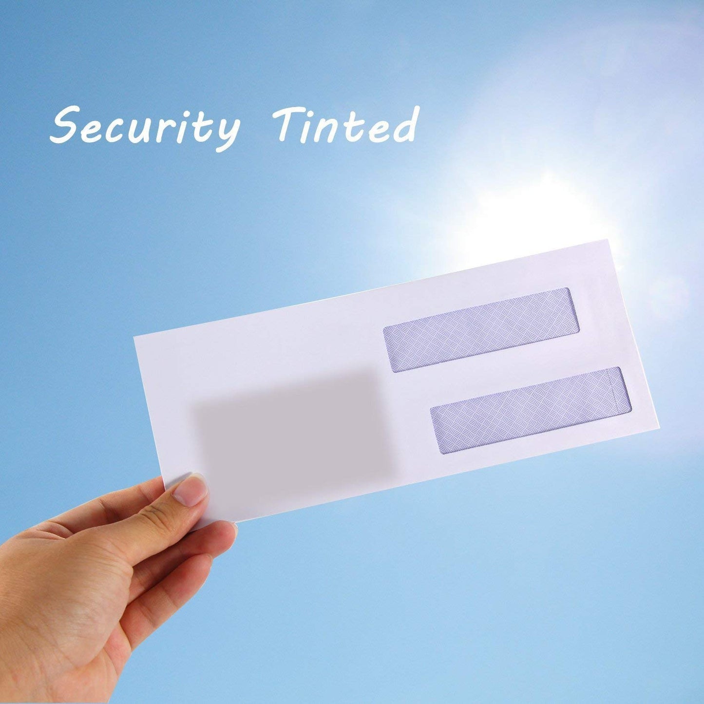 Ohuhu 500 Pack #8 Double Window Envelope SELF SEAL Adhesive Tinted Security Envelopes Quickbooks Check, Business Check, Documents Secure Mailing, 3 5/8" x 8 11/16", White Envelope