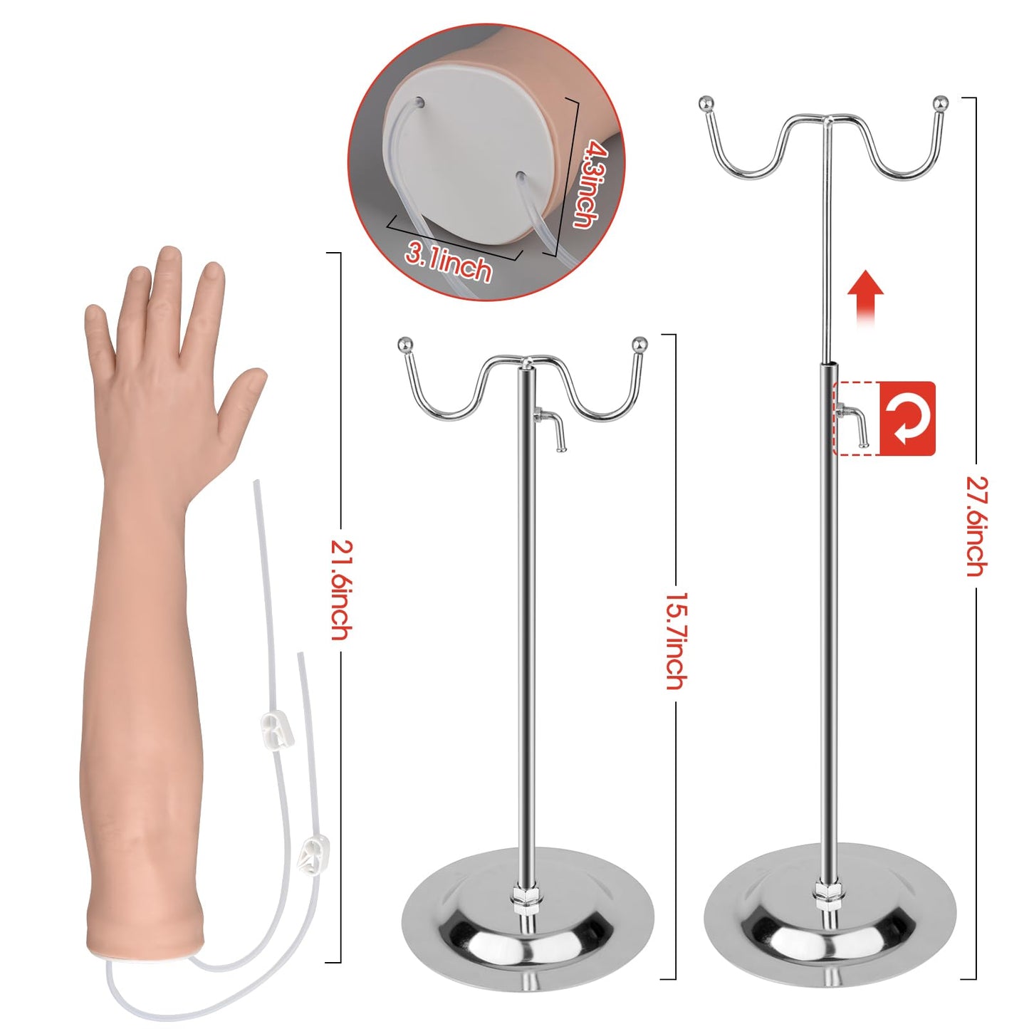 SimCoach Phlebotomy Practice Kit for Injection Training, IV Practice Kit with Phlebotomy Arm, Venipuncture and Blood Draw Practice Kit for Medical Students, Education Training Only