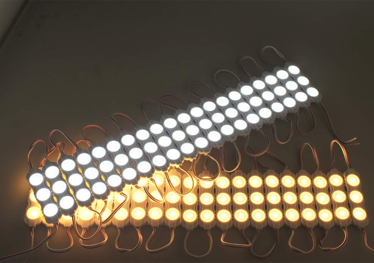 REXTiN Super Bright 200pcs New Model 2835 3 LED Module 120-150LM Per Module Waterproof Decorative Light for Letter Sign Advertising Signs with Tape Adhesive Backside (White)