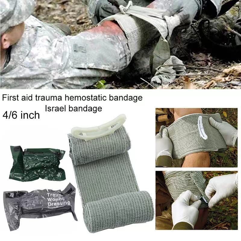 6 Inch Israeli Bandage, Portable Vacuum Sealed, Compression Pressure Dressing Trauma Wound Seal Bandages for Outdoor Battle Combat Tactical Travel Hiking Cycling (10 pcs)