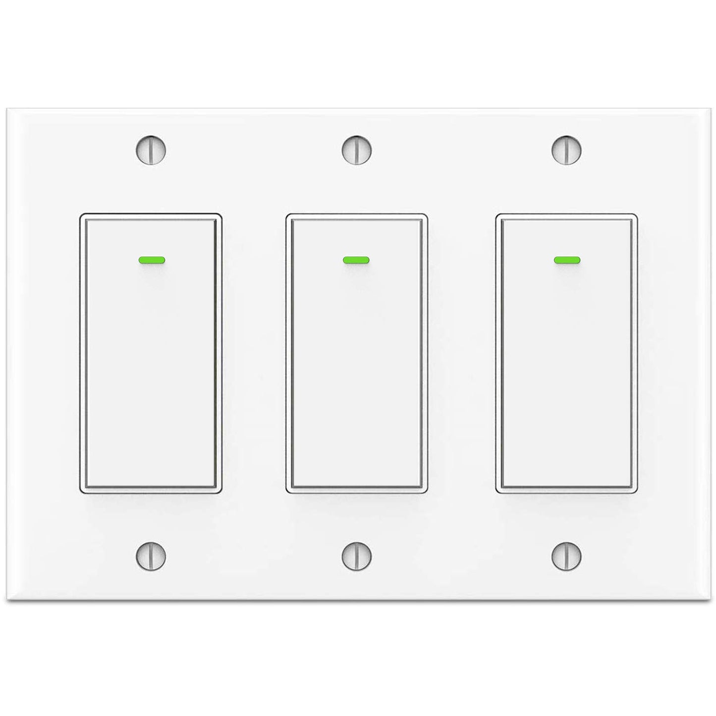 Lesim Smart 3 Gang WiFi Light Switch, 2.4GHz, Compatible with Alexa, Google Home, White, Push Button, Automatically/Smart Switch Operation