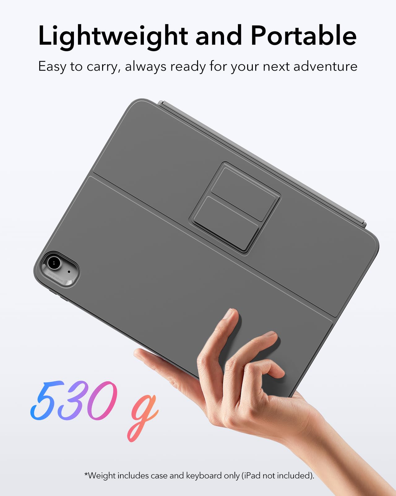 ESR iPad Air 11" (M3/M2) & 5th/4th Gen Flex Keyboard Case, Ultra-Light Magnetic Detachable Keyboard with Writing/Viewing Modes, Larger Precision Trackpad, Dark Gray