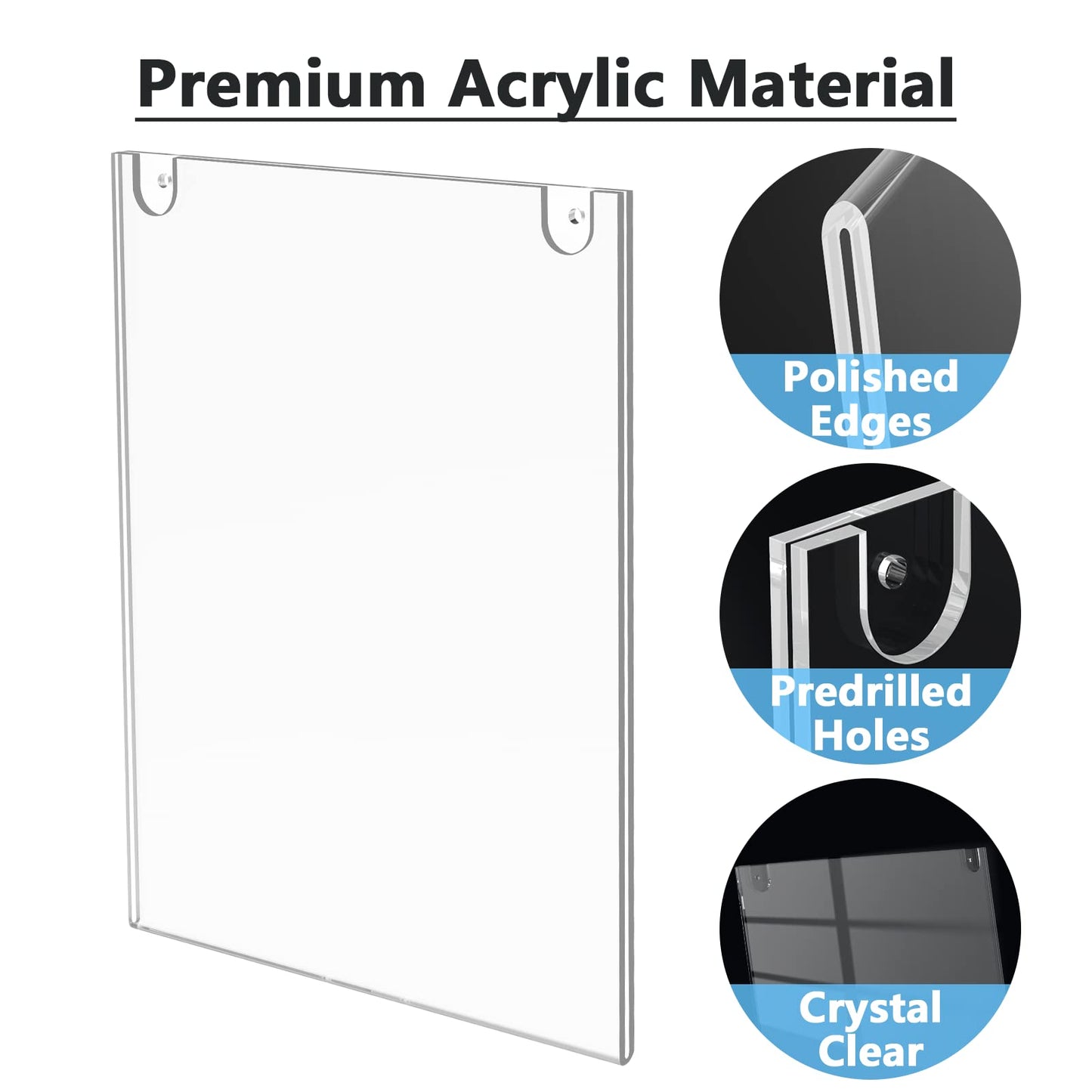 MaxGear Wall Mount Sign Holder 11 x 17 Inch, Clear Plastic Picture Frames Door Sign Holder Portrait Style with Adhesive Tapes and Screws for Office, Home, Store, Restaurant, Vertical, 6 Pack