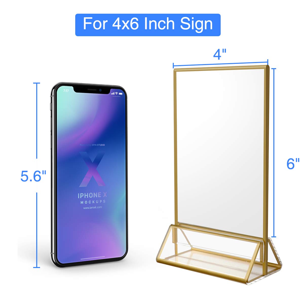 NIUBEE 25Pack 4 x 6 Gold Table Number Holder Clear Frames Sign Holder, Acrylic Double Sided Table Number Stands for Wedding Events