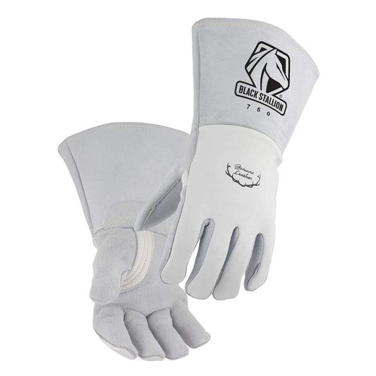 Black Stallion 750 Premium Grain Elkskin Stick Welding Gloves, Large, White
