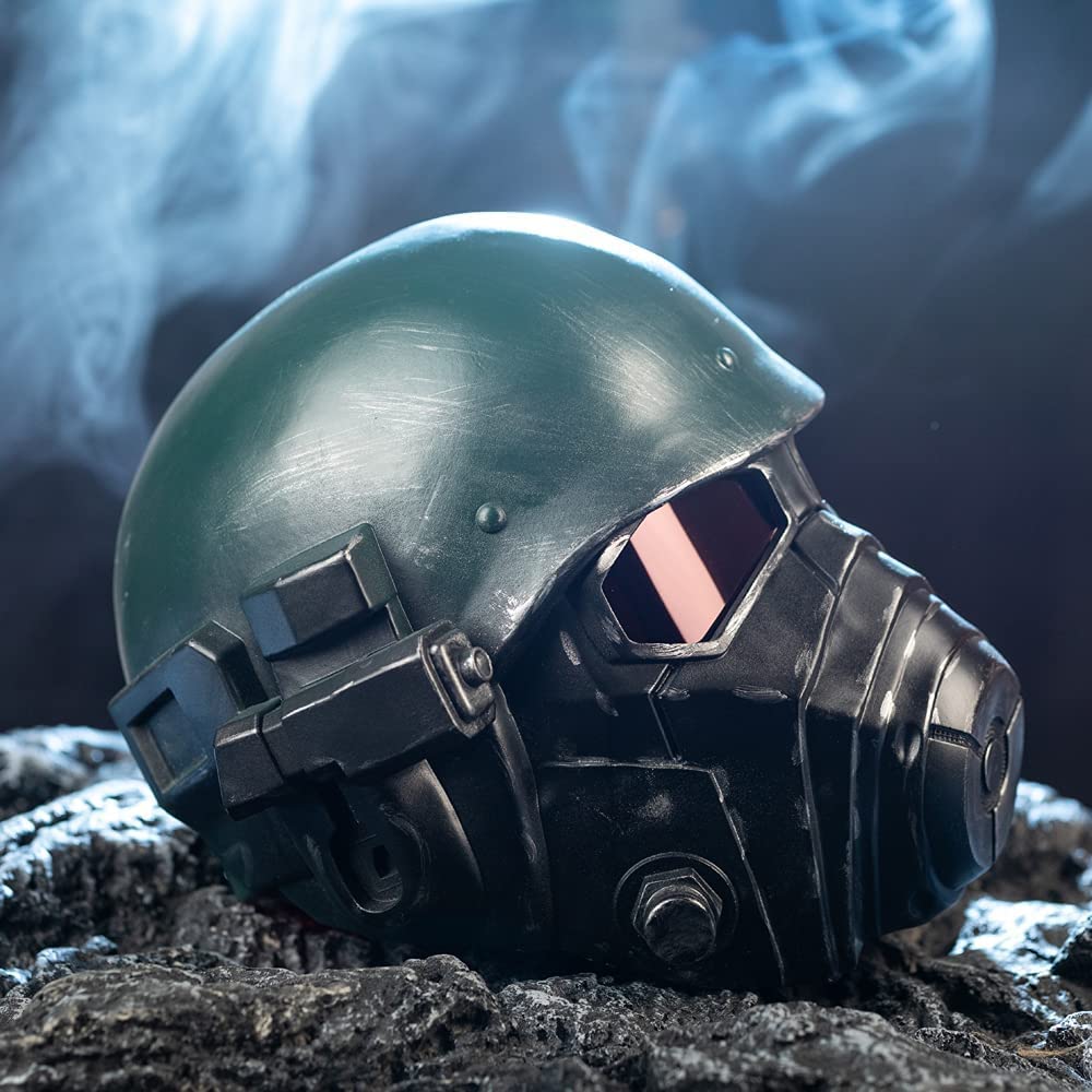 Xcoser Nexthops Veteran Ranger Riot Armor 4 Cosplay Helmet Mask in Resin Full Head with Red PVC Lenses on the Eyes Hallo