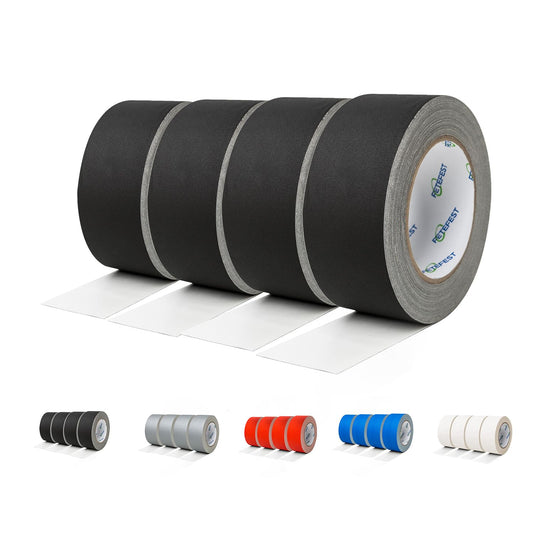 Fetefest Gaffers Tape Black 4 Pack in Bulk Heavy Duty, 2" x30Yards Each, Professional Grade Gaffer Tape, Non-Reflective No Residue Hand Tear Self-Adhesive, Multiple Purposes (Black, 4 Rolls)