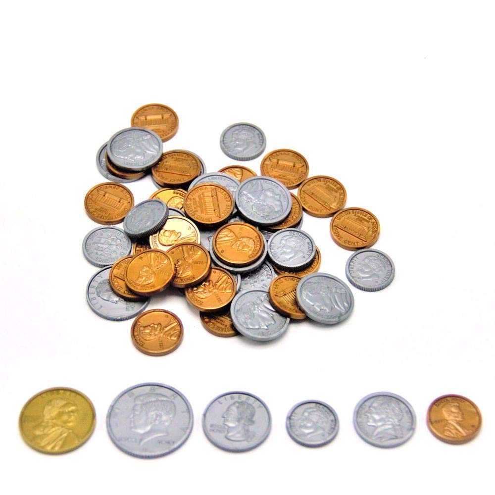 hand2mind Play Money for Kids, Realistic Fake Plastic Coins Set, Great for Pretend Play Money, Game Money Or Counting Money (Bulk Classroom Set of 500), Multi (866)