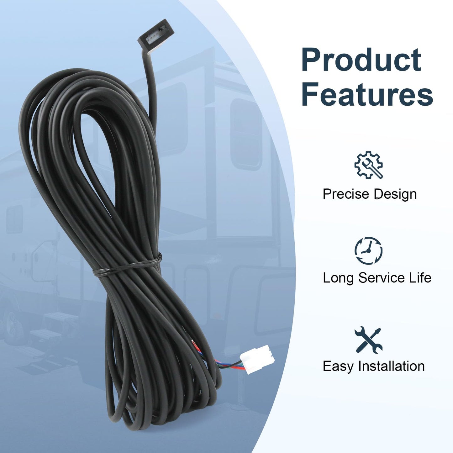 Nirakoka 35 Foot 6 Pin Controller-to-Motor Harness Male-to-Female Assembly #238992 for in-Wall Slide-Out Systems - Fits 5th Wheel RVs/Travel Trailers/Motorhomes