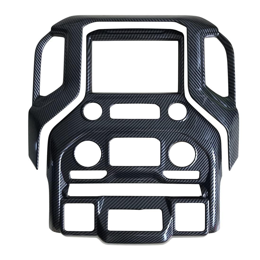 ruihe ‌Carbon Fiber Color Radio & Navigation Control Panel Cover Trim for 2019-2025 GMC Sierra/Chevy Silverado 1500/2500HD/3500HD - ABS Plastic Dash Frame Upgrade (High Version)