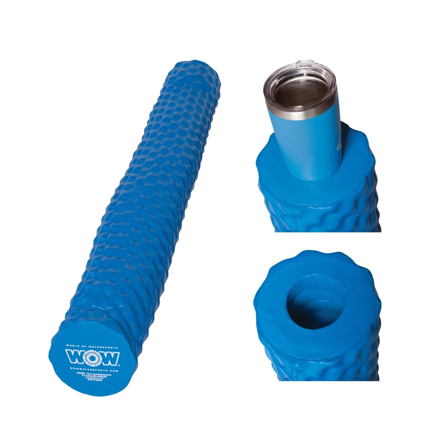 WOW Sports - Blue Foam Pool Noodle - Perfect For Pool Parties & Swim Training - W/ Cup Holder - Floatation Device for Adults & Children - Pool Accessory - 46" Long
