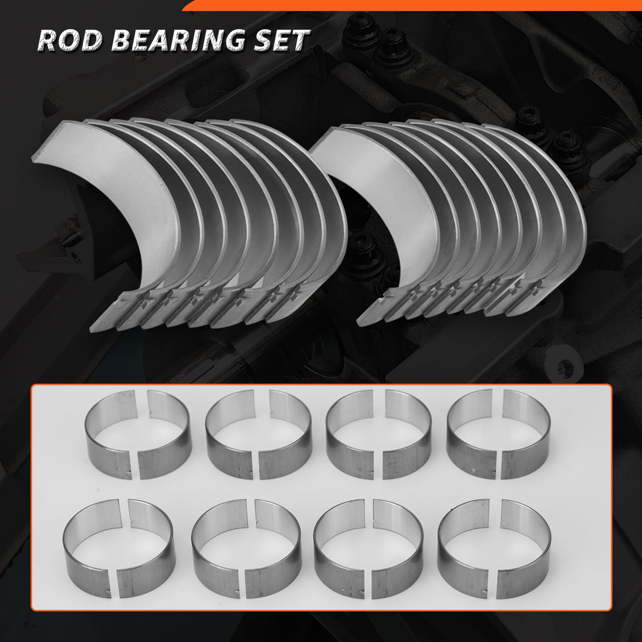 STD Main & Rod Bearing Set Replacement for Chevy LS 4.8 5.3 5.7 6.0 6.2L Engine 1997-2013 LS1 LS2 LS3 V8, Standard Size Crankshaft Connecting Rod Bearing kit MS2199P MB5293SI CB663P CR807SI