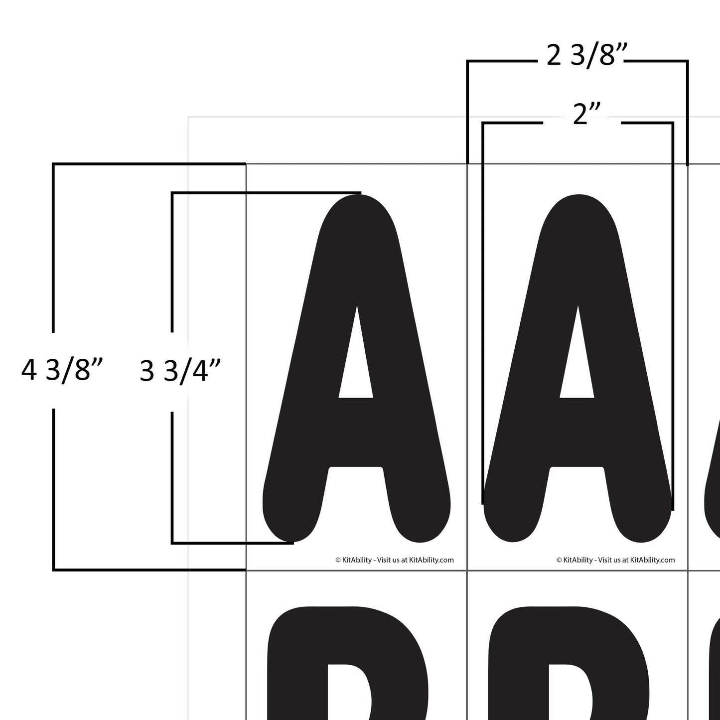 KitAbility Replacement Letters for White Message Board Sidewalk Signs with 4 Inch Tracks, 3 of Each Letter A to Z, Black on White Background