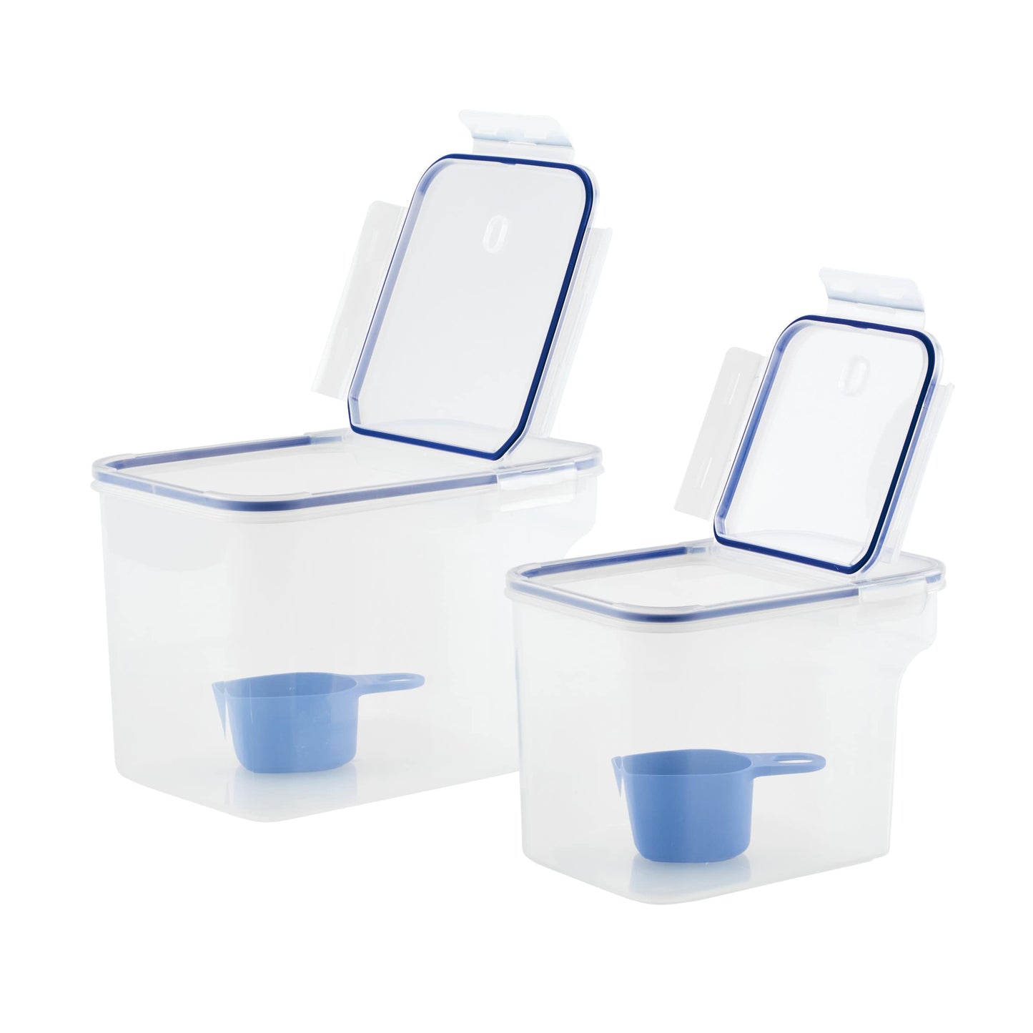 LocknLock Easy Essentials Food Storage Container and Scoop Set/Food Storage Bin Set, BPA-free/Dishwasher Safe, 4 Piece - Clear