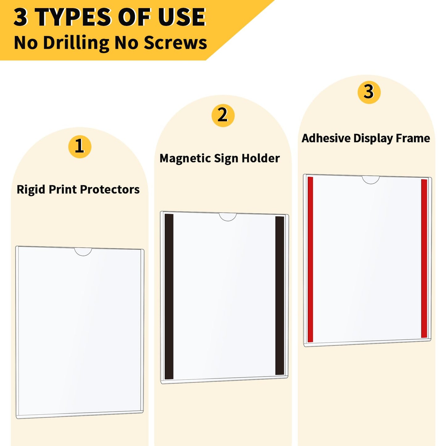 PUJIANG 20 Pack Magnetic Sign Holder 8.5 x 11 - Wall Sign Holder Rigid Plastic Sign Holder with Magnet Strips and Adhesive Strips - Magnetic Display Frame Door Sign Holder