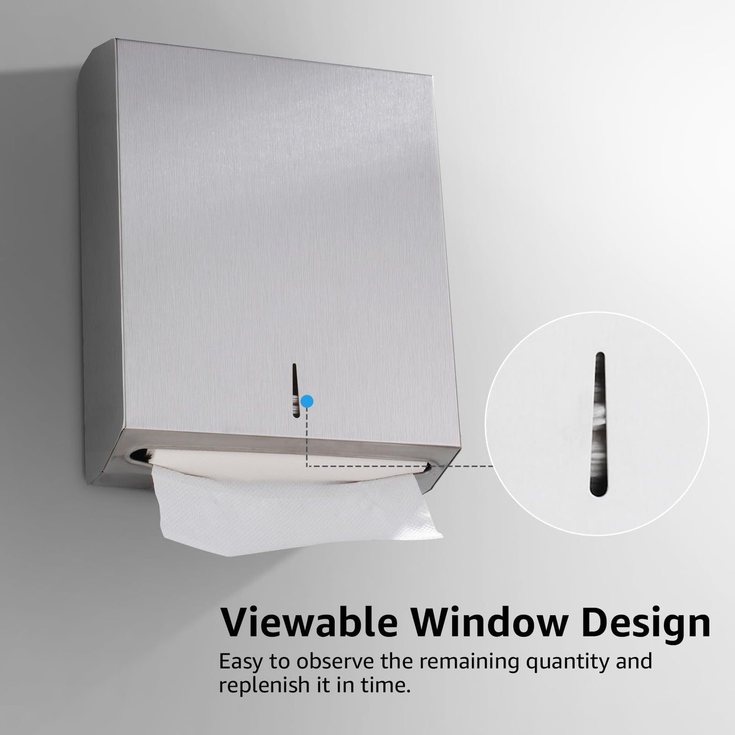 Paper Towel Dispenser Wall Mount - Multifold Trifold Paper Towel Dispensers, Large Capacity Stainless Steel Tissue Holder, Suitable for Bathrooms and Public Places