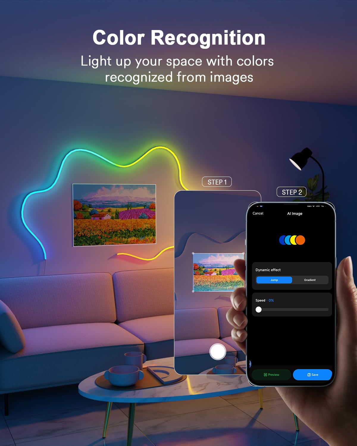 Lumary Smart RGBAICW Neon Rope Lights Indoor, 16.4ft Led Strip Light Works with Alexa/Google Assistant, Warm White to Cool White Rope Light for Bedroom Wall Decor, Halloween, Christmas, 180LEDs/m