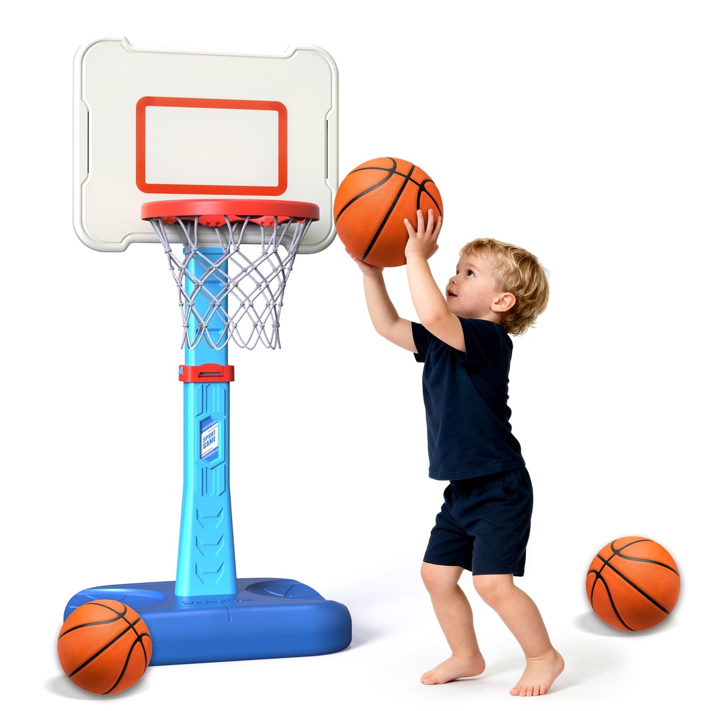 ShyLizard Toddler Basketball Hoop Indoor, Height Adjustable Poolside Basketball Hoop