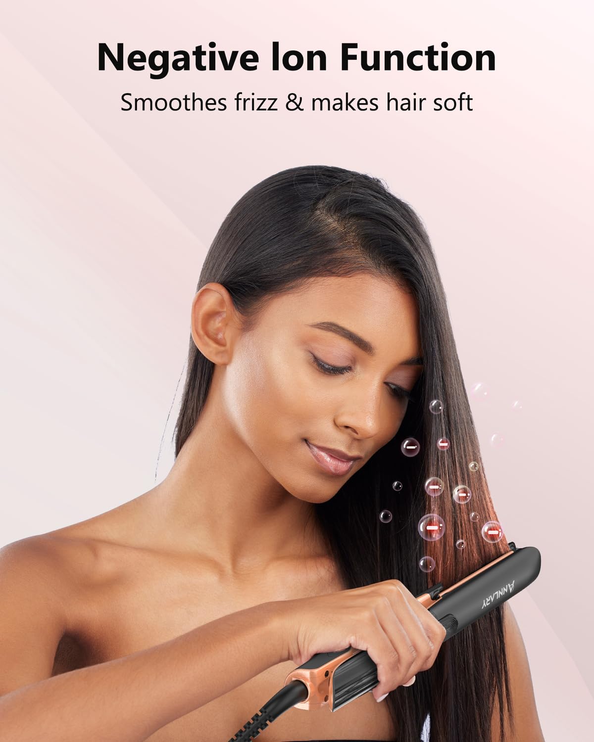 Annlary Hair Straightener, 1 Inch Flat Iron Hair Straightener and Curler 2 in 1, Professional Ceramic Ionic Dual Voltage Flat Iron with Anti-Iron Silicone for Less Frizz, Shinier & Smoother Hair