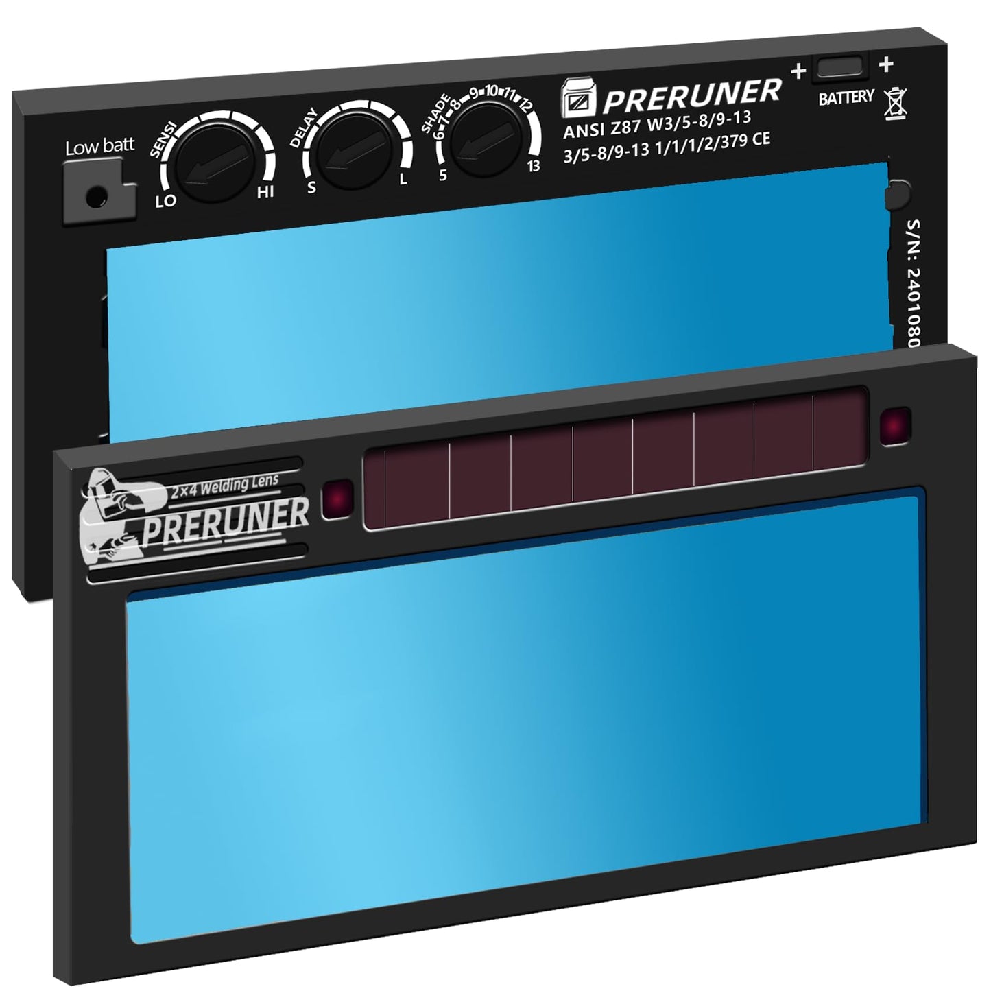 Shade Adjustable Series | HD Shade Range 5-13 Auto Darkening Welding Lens (9 Shades In 1) | 2" x 4 1/4" x 0.33" | No Cating | Ture Color View | Sensitivity & Delay Adjust