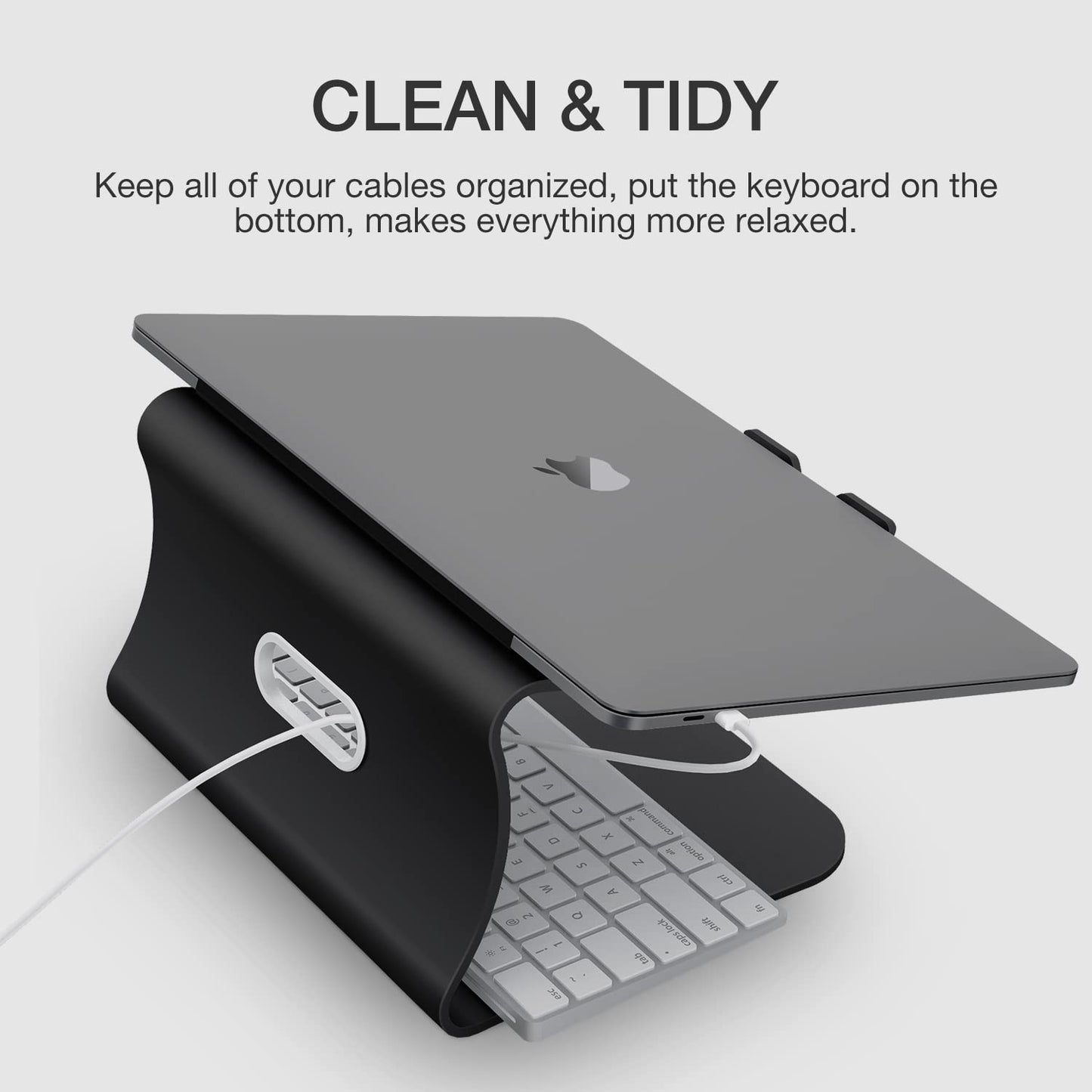 Bestand Laptop Stand, Aluminum Notebook Holder Riser Heat-Vent for MacBook Air/Pro, Dell, HP, Lenovo, Microsoft Surface, Samsung 11-16 inches Notebook (Black)