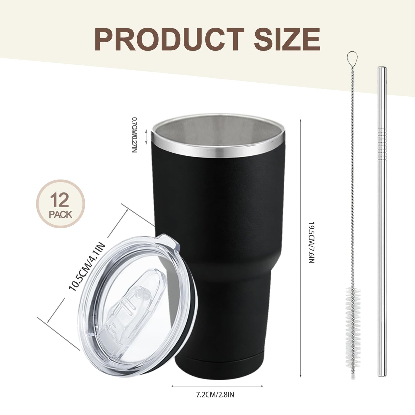 YOUKE OLA 12 Pack Insulated Tumbler 30oz Powder Coated Stainless Steel Double Wall Vacuum Travel Coffee Tumbler Cup with Lid and Straw for DIY Gift (Mixed Colors)