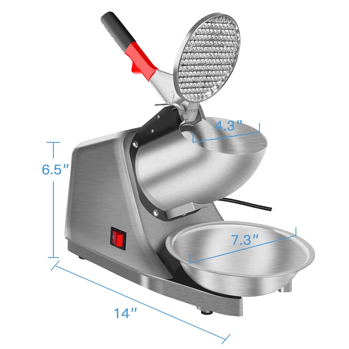 Reespring Snow Cone Machine Shaved Ice Machine Ice Crusher with Stainless Steel Blade Kitchen Electric for Shaved Ice and Snow Cone (300W 2000r/min) Also Comes with a Free Ice Pick and Ice Cube Tray