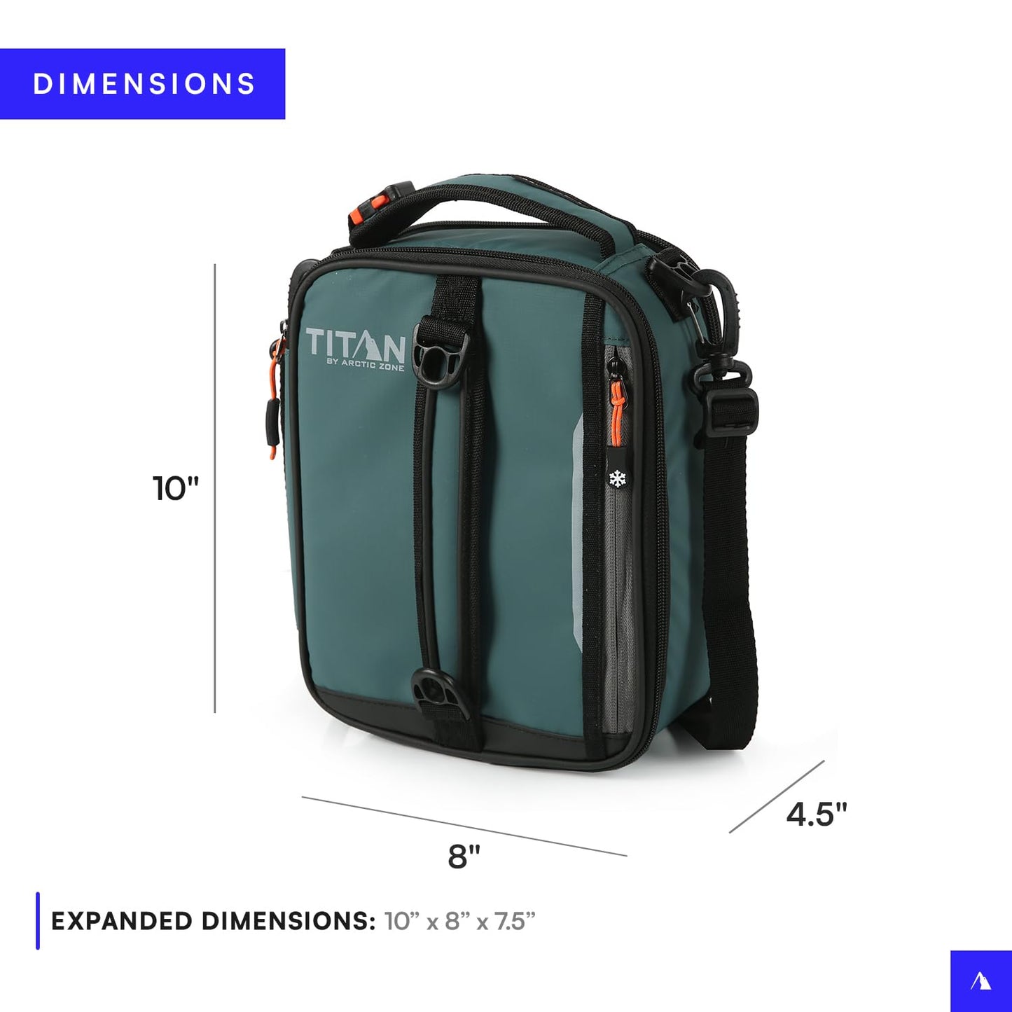 Titan by Arctic Zone Expandable Lunch Box with 2 Gel Ice Packs, Fridge Cold Insulated Cooler Bag with Leak Proof Lining for Men and Women, Jungle Hunt
