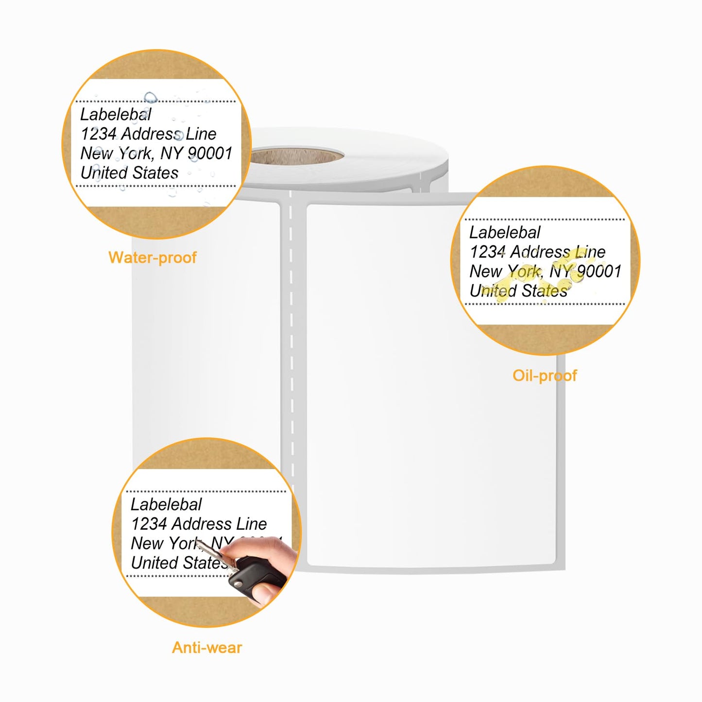 (6000 Labels 3-Proof 1" Core) Labelebal 12 Rolls 4" x 3" Direct Thermal Label (101mm x 76mm) Multipurpose Shipping Address Mailing Barcodes Stickers Compatible for Zebra & Rollo Desktop Label Printer