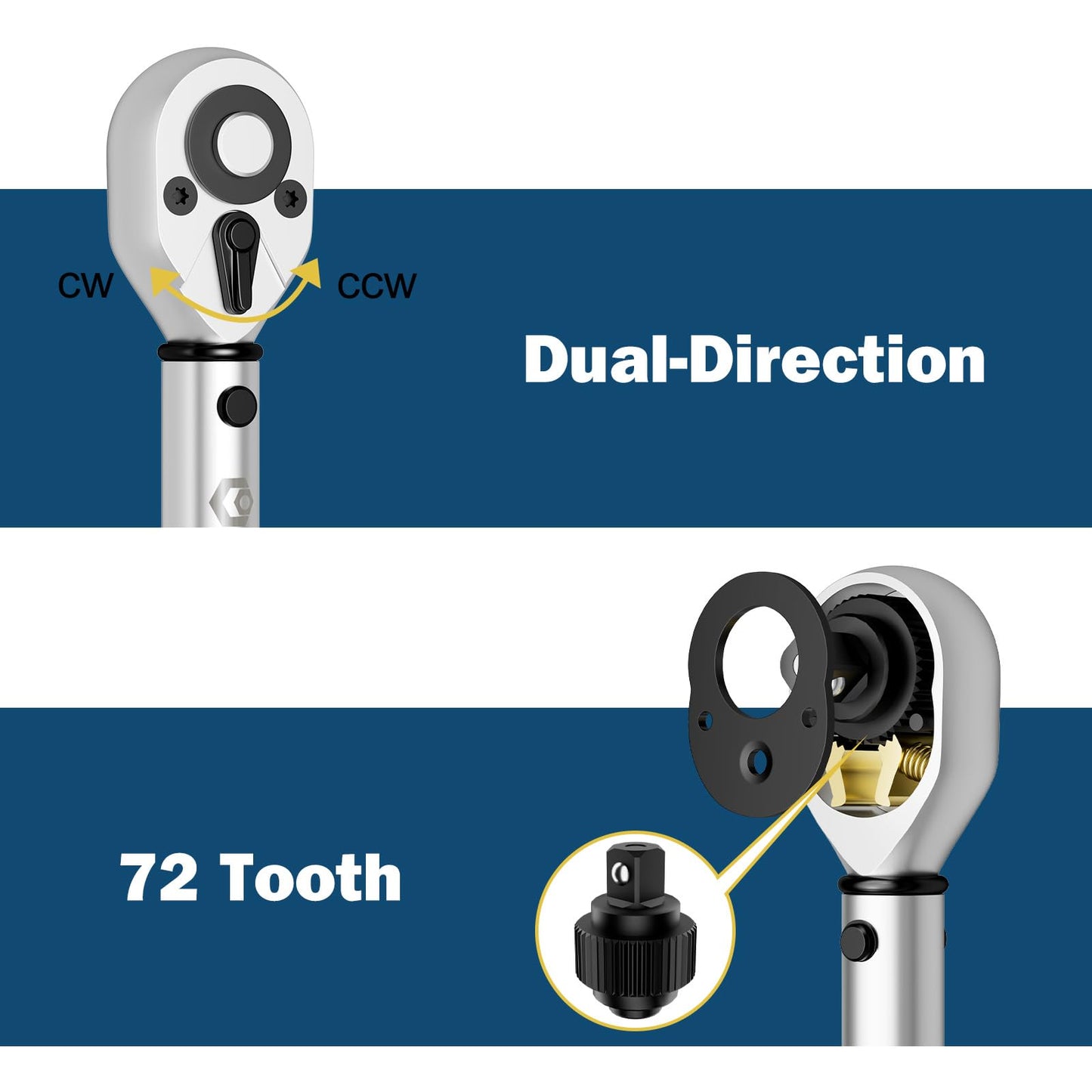 VANPO 1/4 3/8 1/2-inch Drive Click Torque Wrench, 3Pcs Torque Wrench Set 20-240 in.lb, 5-45 ft.lb, 20-160 ft.lb, Dual-Direction Adjustable 72-Tooth Torque Wrench for Bike, Moto, Car Maintenance