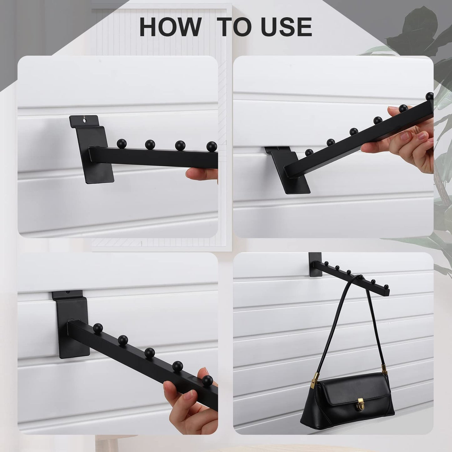 Tatuo 10 Pack 6 Ball Waterfall for Slatwall, 12 Inch Slat Wall Accessory Slatwall Hooks and Hangers for Clothing Retail Garage Shop Display (Black)