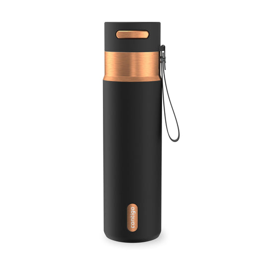 Contigo AutoSeal 24 oz Stainless Steel Vacuum-Insulated Water Bottle with Leakproof Push-Button Spout & Lock, Carry Strap, BPA-Free & Lead-Free, Dishwasher Safe