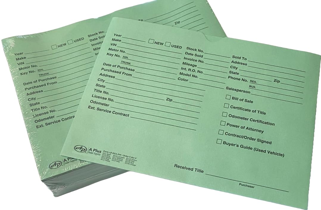 A Plus Dealer Supplies Vehicle Printed Dealer Jackets #513 DSA-546 Green, 100 Quantity (W4*)